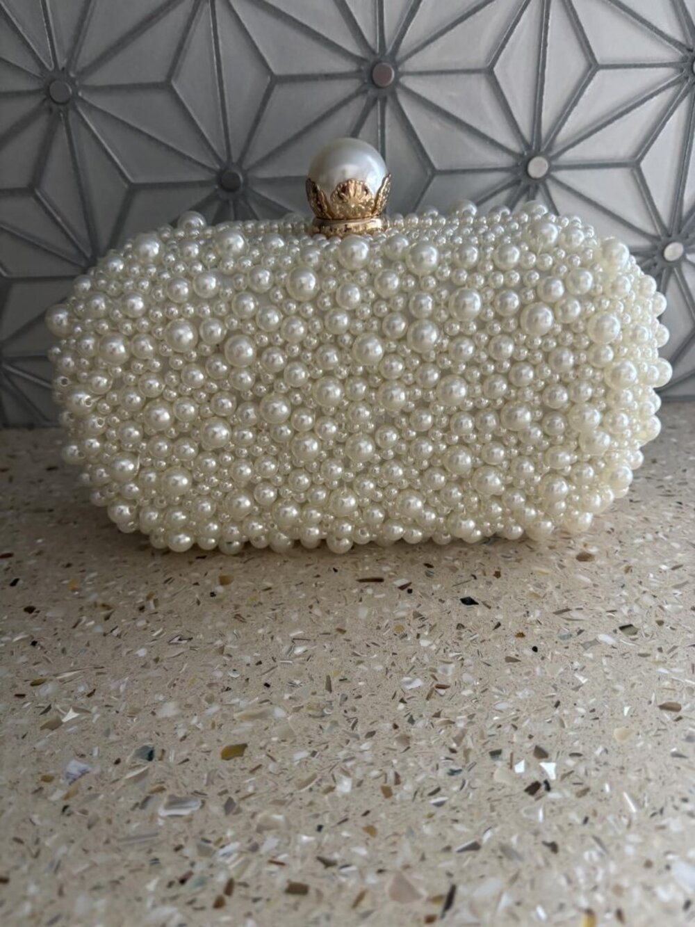 Pearl Crystal Beaded Evening Clutch Wedding Bridal Party Shoulder Bag